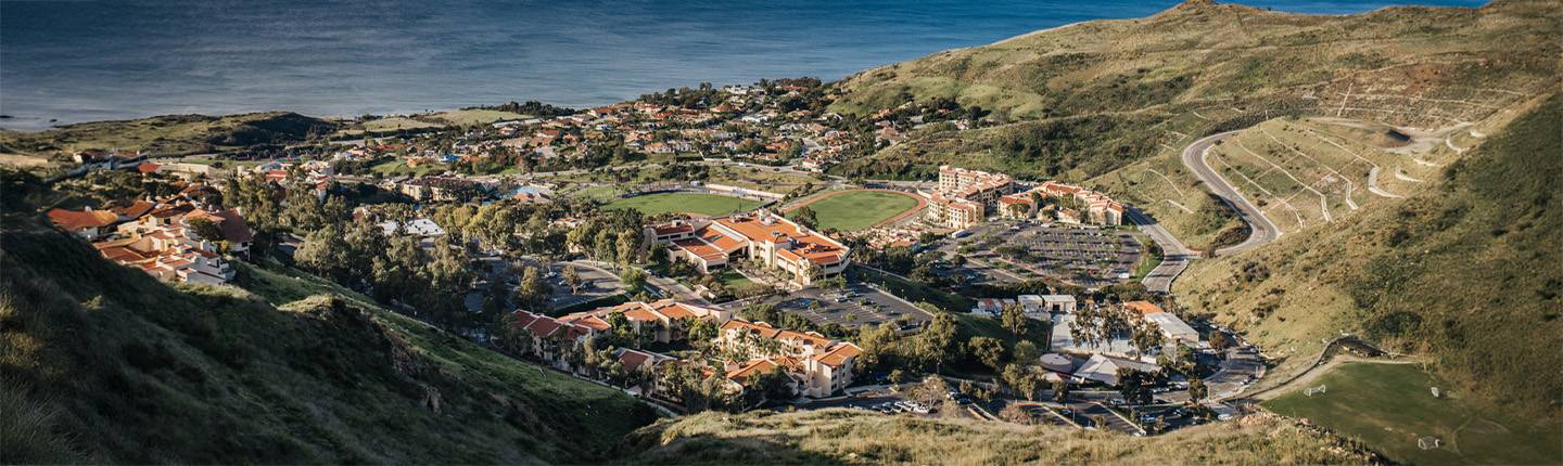 The Pepperdine university campus and Pacific Ocean